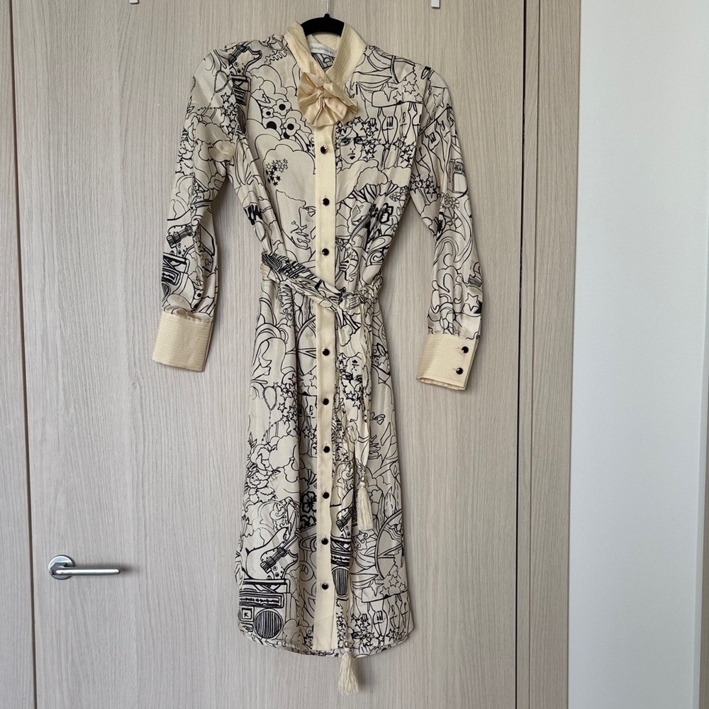 Zimmermann 100% silk midi dress 0P | rare unique piece, quiet luxury, old money